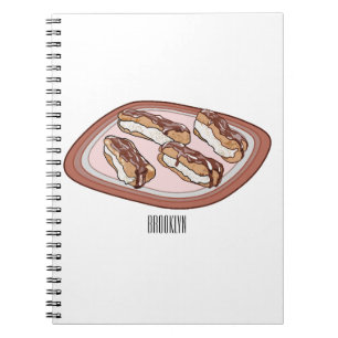 Chocolate eclair cartoon illustration   notebook