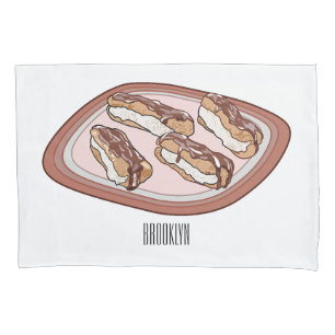 Chocolate eclair cartoon illustration pillowcase