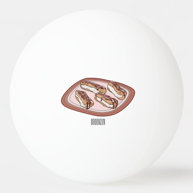 Chocolate eclair cartoon illustration  ping pong ball (Front)