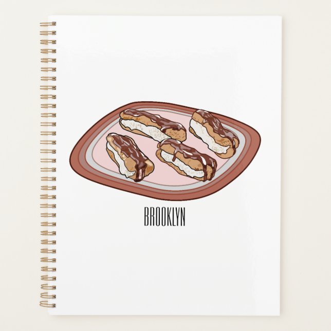 Chocolate eclair cartoon illustration  planner (Front)