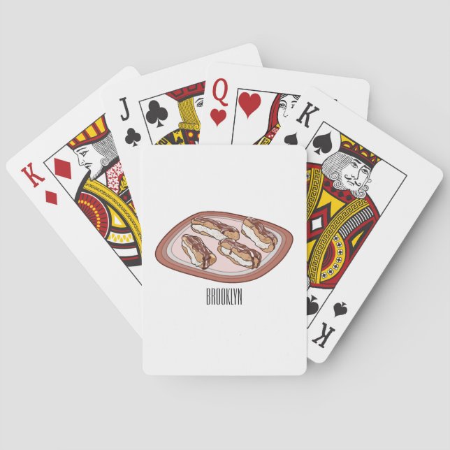 Chocolate eclair cartoon illustration playing cards (Back)