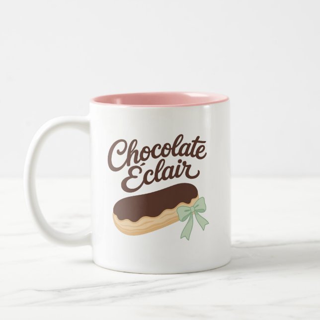Chocolate Éclair - Coquette Pastel Dessert Two-Tone Coffee Mug (Left)
