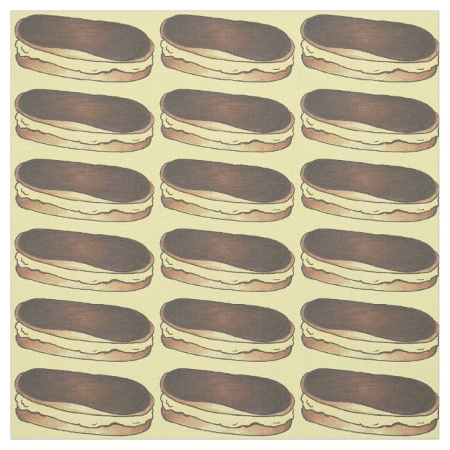 Chocolate Eclair Custard Dessert Bakery Pastries Fabric (Swatch)