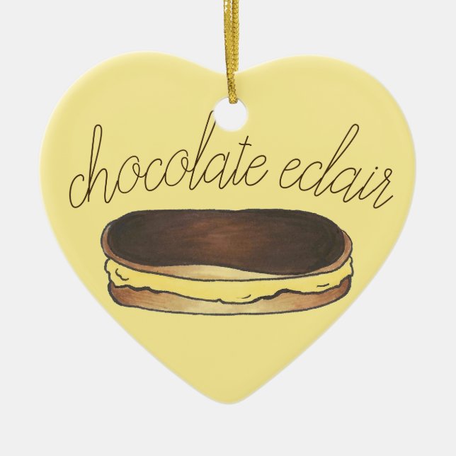 Chocolate Eclair French Bakery Dessert Pastry Ceramic Tree Decoration (Front)