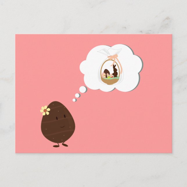 Chocolate egg thinking of an Easter basket Holiday Postcard (Front)