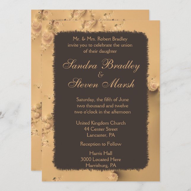 Chocolate Elegance Wedding Invitation (Front/Back)
