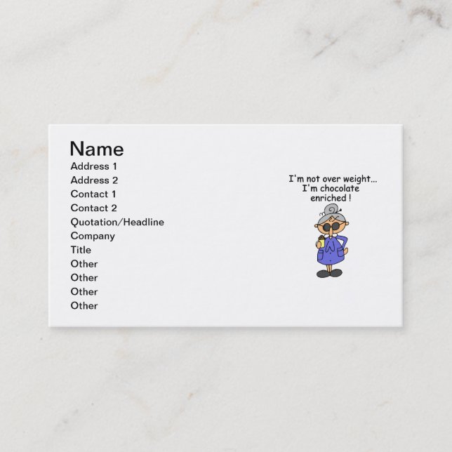 Chocolate Enriched Humour Business Card (Front)