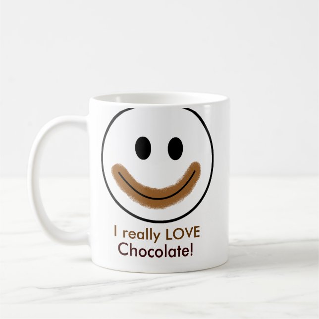 Chocolate Face "I really LOVE Chocolate!" Coffee Mug (Left)