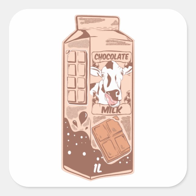 Chocolate flavoured milk carton square sticker (Front)
