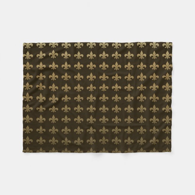 Chocolate Fleur de lis Fleece Blanket (Front (Horizontal))