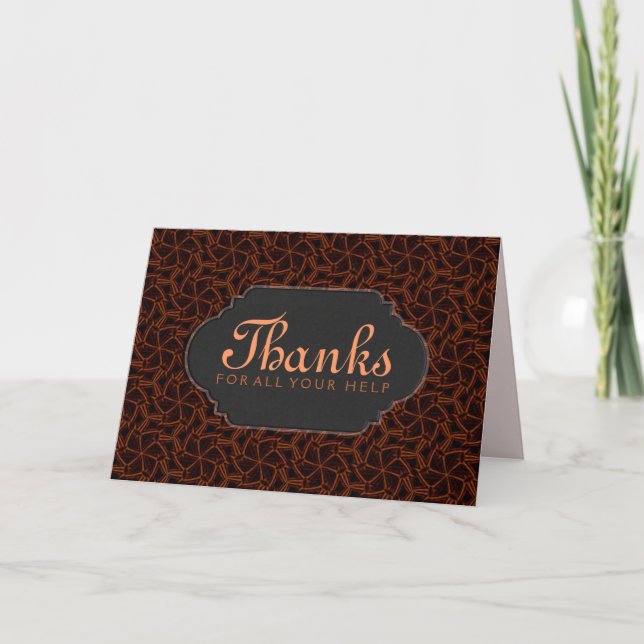 Chocolate Flower Swirl Thank You Custom Card (Front)