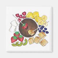 Chocolate Fondue Pot Retro Dessert Food Fruit Cake