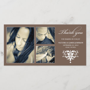 CHOCOLATE FORMAL COLLAGE WEDDING THANK YOU CARD