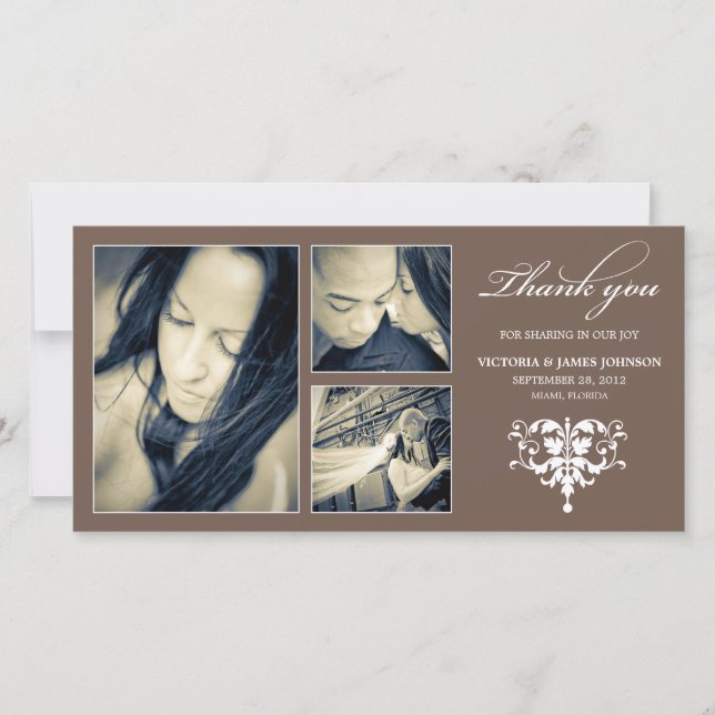 CHOCOLATE FORMAL COLLAGE | WEDDING THANK YOU CARD (Front)