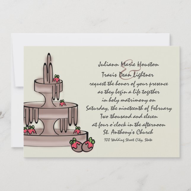 Chocolate Fountain and Strawberries Invitation (Front)