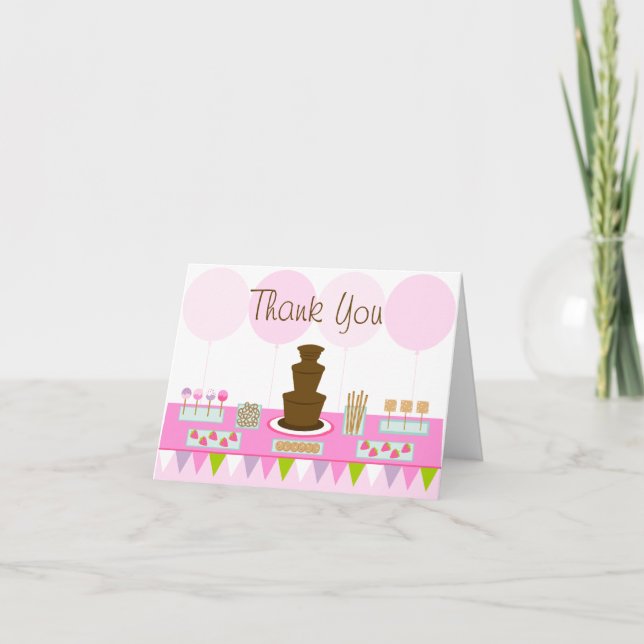 Chocolate Fountain Party Thank You Card (Front)