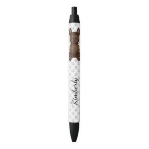 Chocolate French Bulldog / Frenchie Dog & Name Black Ink Pen