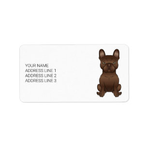 Chocolate French Bulldog / Frenchie Dog & Text Label