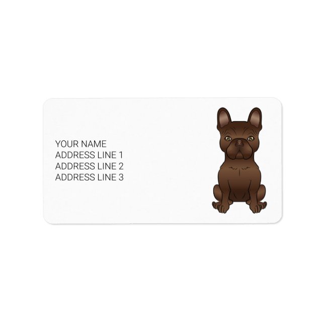 Chocolate French Bulldog / Frenchie Dog & Text Label (Front)