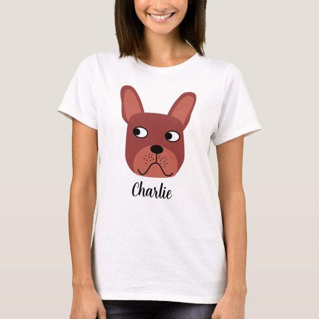 Chocolate French Bulldog Personalised T-Shirt (Front)