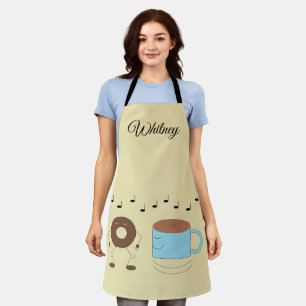 Chocolate Frosted Donut & Coffee Mug Dancing:   Apron
