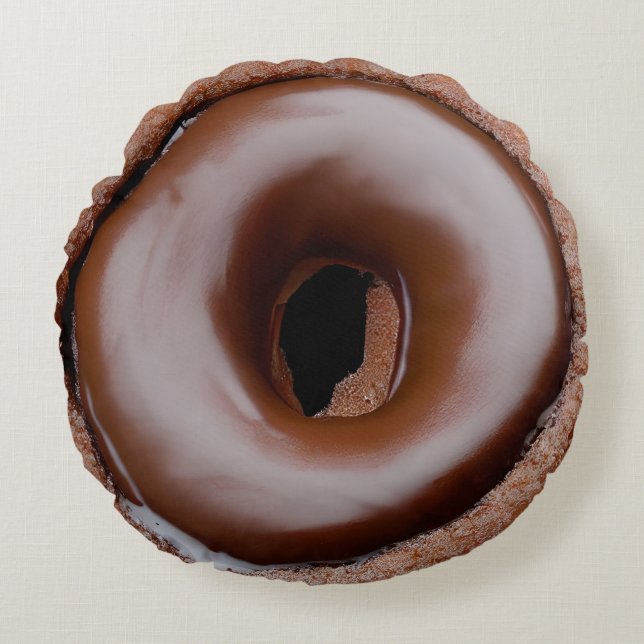 Chocolate Frosted Doughnut and Sprinkles Round Cushion (Front)