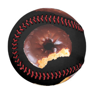 Chocolate Frosted Yellow Cake Doughnut with Bite O Baseball