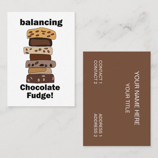Chocolate Fudge Dessert Balancing Funny Business Card (Front/Back)
