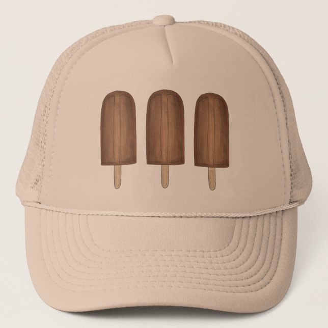 Chocolate Fudge Fudgesicle Ice Cream Popsicle Trucker Hat (Front)