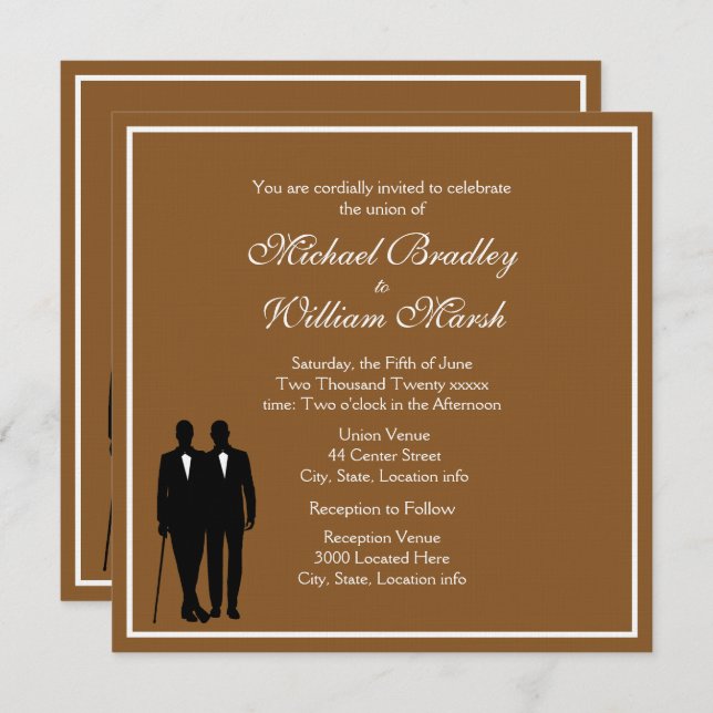 Chocolate Gay Wedding Invitation (Front/Back)