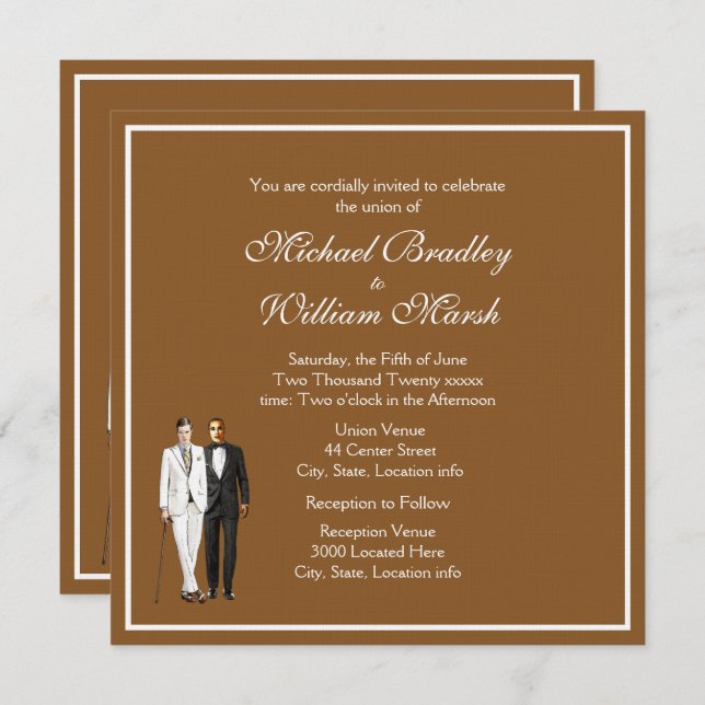 Chocolate Gay Wedding Invitation (Front/Back)
