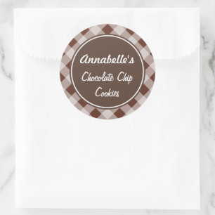 Chocolate Gingham Kitchen Stickers