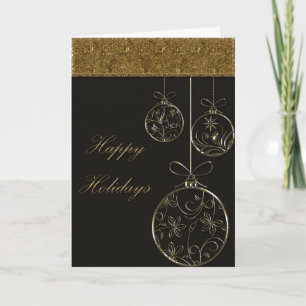 Chocolate & Gold Christmas Ornaments Holiday Card