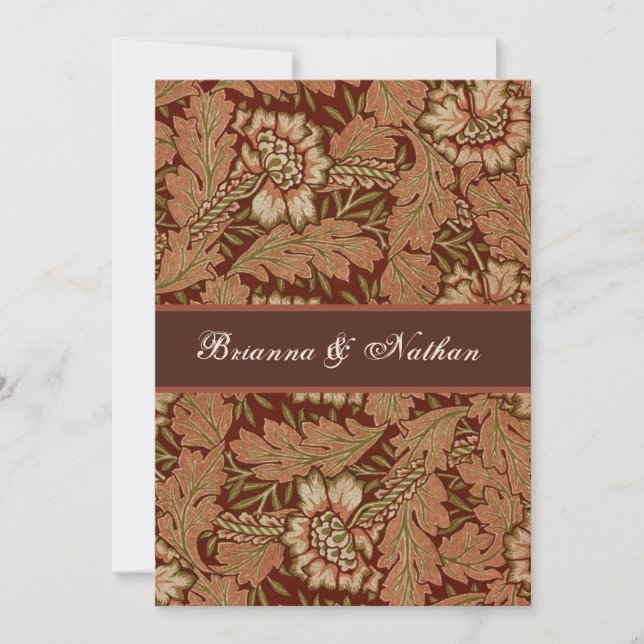 Chocolate & Gold Vintag Damask  Wedding Invitation (Front)