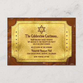 Chocolate Golden Ticket Bar Bat Mitzvah Reception Enclosure Card