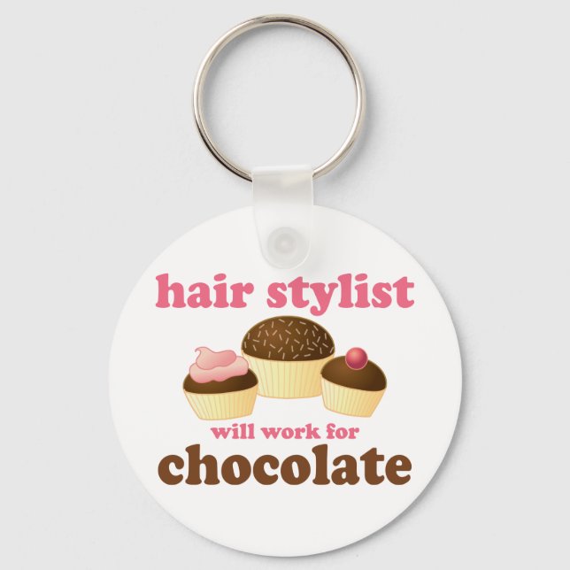 Chocolate Hair Stylist Occupation Gift Key Ring (Front)
