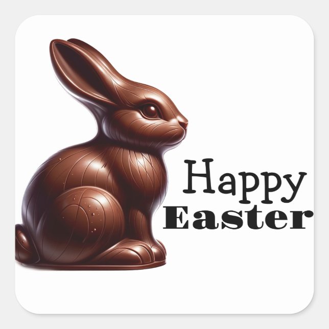 Chocolate Happy Easter Bunny Rabbit  Square Sticker (Front)