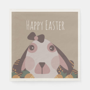 Chocolate Happy Easter Eggs Bunny Carrots Napkin