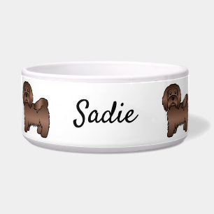 Chocolate Havanese Cute Cartoon Dog & Name