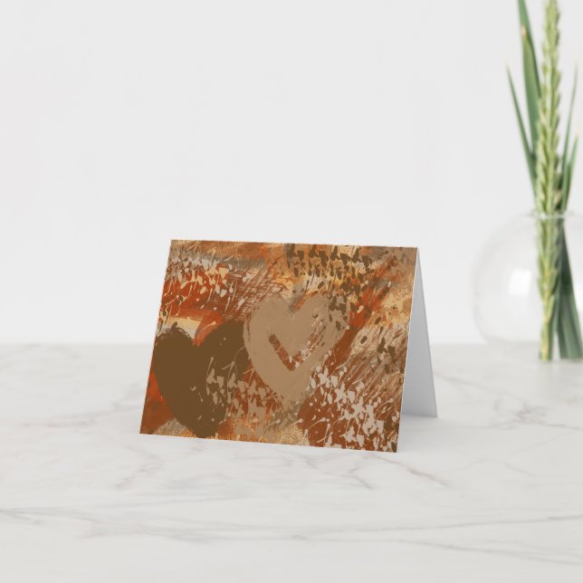 Chocolate Heart Abstract Pattern Note Card (Front)