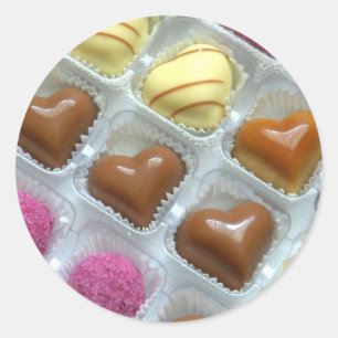 Chocolate Heart Box Classic Round Sticker