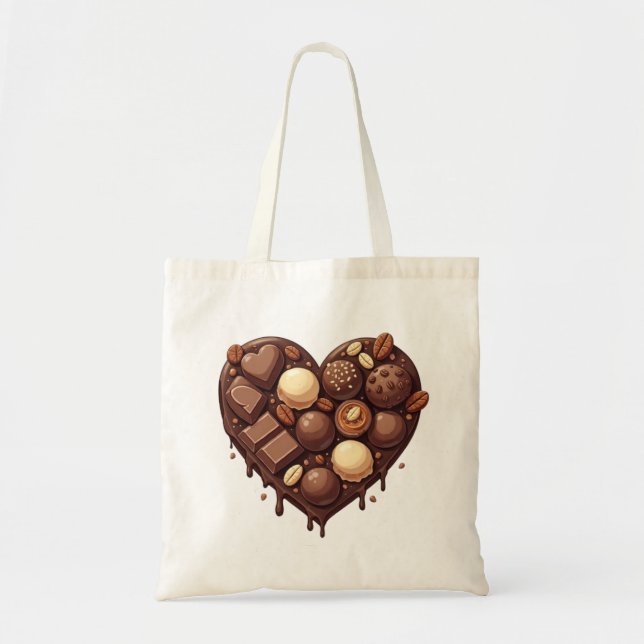 Chocolate Heart Tote Bag (Front)