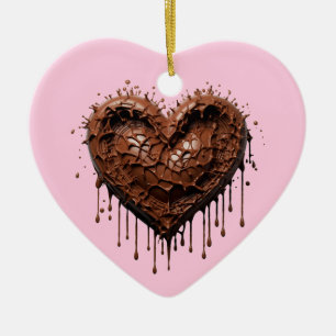 Chocolate Heart Valentine Ceramic Tree Decoration