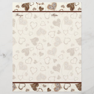 Chocolate Hearts Bridal  Wedding Gift Recipe Pages