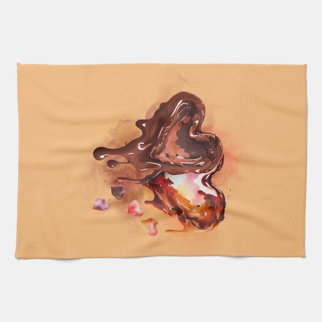 Chocolate Hearts Tea Towel (Horizontal)