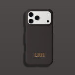 Chocolate Honey Minimalist Initial Monogram  iPhone 15 Pro Case<br><div class="desc">Elevate your everyday style with this Chocolate Honey iPhone case, where classic elegance meets modern minimalism. The serif three-letter monogram exudes timeless sophistication, while the subtle tone-on-tone design and vertical drop shadow add a sleek, contemporary edge. Deep chocolate, warm honey, and soft cream tones create a refined palette that feels...</div>