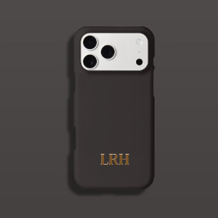 Chocolate Honey Minimalist Initial Monogram iPhone 15 Pro Case