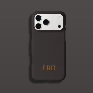 Chocolate Honey Minimalist Initial Monogram iPhone 15 Pro Case