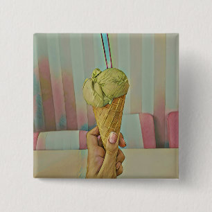 Chocolate ice cream 15 cm square badge