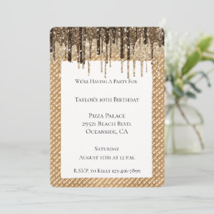 Chocolate Ice Cream Cone Glitter Drips Birthday Invitation